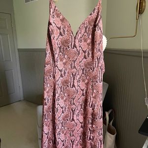 Express Snakeskin Satin Midi Slip Dress
